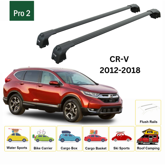 For Honda CR-V MK4 2012-2018 Roof Rack Cross Bars Metal Bracket Flush Rail Alu Black