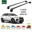 Für Jaguar F-Pace 2016-Up Dachträgersystem, Aluminium-Querstange, Metallhalterung, abschließbar, Silber-2