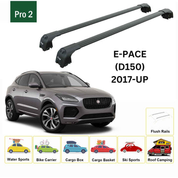 Für Jaguar F-Pace 2016-Up Dachträgersystem, Aluminium-Querstange, Metallhalterung, abschließbar, Silber - 0