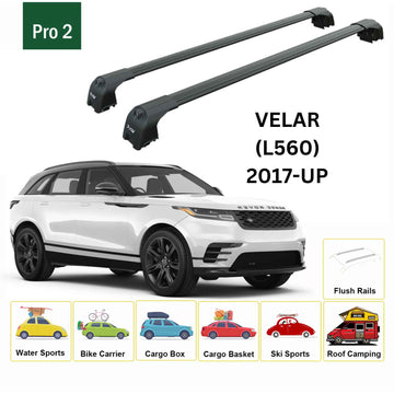 For Land Rover Range Rover Velar L560 2017-2025 Roof Rack System - Aluminum Cross Bars, Black - 0