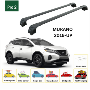 For Nissan Murano 2015-2024 Roof Rack Cross Bars Metal Bracket Flush Rail Alu Black - 0