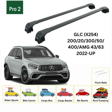 For Mercedes GLC (X254) 2022-2025 Roof Rack Cross Bars Flush Rail Alu Black - 0
