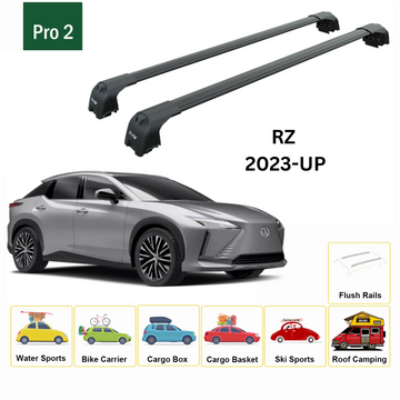 For Lexus RZ 2023-2025 Roof Rack Cross Bars Metal Bracket Flush Rail Pro 2 Alu Black - 0