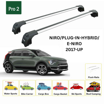 Für Kia Niro 2017-Up Dachträgersystem, Aluminium-Querstange, Metallhalterung, abschließbar, Silber - 0