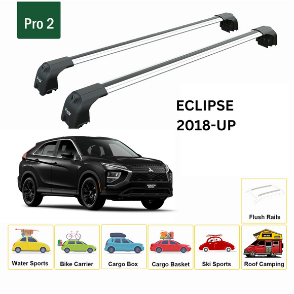 For Mitsubishi Eclipse Cross 2018-2025 Roof Rack Cross Bars Flush Rail Alu Silver