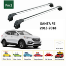 Für Hyundai Santa Fe (DM) 2013–2018 Dachträgersystem, Aluminium-Querstange, Metallhalterung, abschließbar, Silber-2