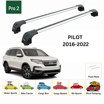For Honda Pilot 2016-2022 Roof Rack Cross Bars Metal Bracket Flush Rail Alu Silver - 0