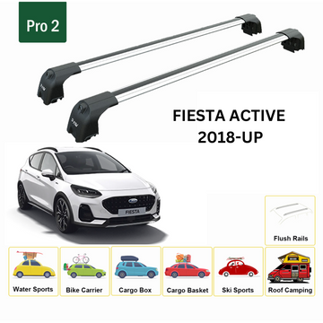 For Ford Fiesta Active (B299) 2018-2025 Roof Rack Cross Bars Flush Rail Alu Silver - 0