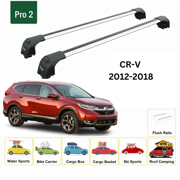 For Honda CR-V MK4 2012-2018 Roof Rack Cross Bars Metal Bracket Flush Rail Alu Silver