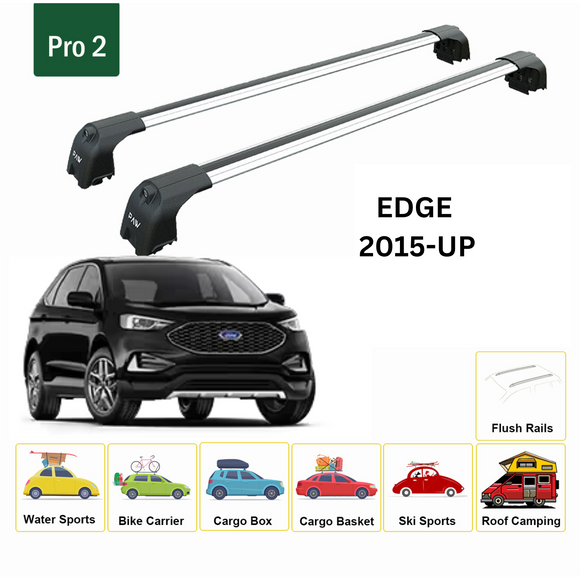 Für Ford Edge 2015-Up Dachträgersystem, Aluminium-Querstange, Metallhalterung, abschließbar, Schwarz