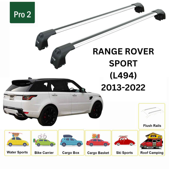 For Land Rover Range Rover Sport (L494) 2013-2022 Roof Rack Cross Bars Flush Rail Alu Silver