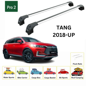 For BYD Tang 2018-2024 Roof Rack Cross Bars Flush Rail Alu Silver - 0
