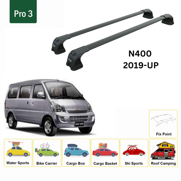 For Chevrolet N300 2012-2020 Roof Rack Cross Bars Metal Bracket Fix Point Alu Black