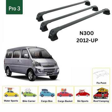 For Chevrolet N300 2012-2020 Roof Rack Cross Bars Metal Bracket Fix Point 3 Qty. Alu Black - 0
