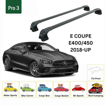 For Mercedes Benz E Coupe C238 2018-2023 Roof Rack Cross Bars Fix Point Alu Black - 0