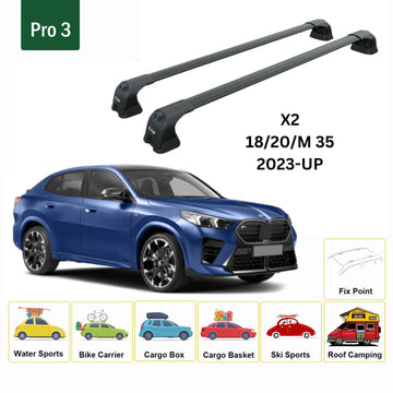 For Bmw X2 (U10) 2023-2025 Roof Rack Cross Bars Fix Point Alu Black - 0