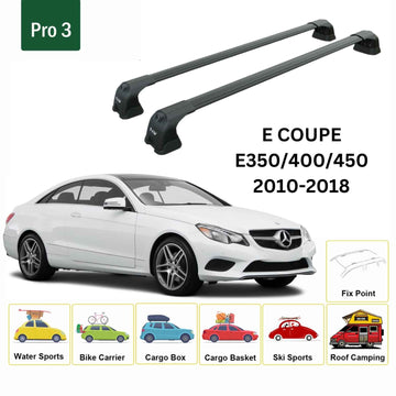 For Mercedes Benz E Coupe C207 2010-2018 Roof Rack Cross Bars Fix Point Alu Black - 0