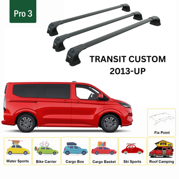 Für Ford Transit Dachträger, Querträger, Dachträger, 3 Stück, Alu, Schwarz, 2014  - 0
