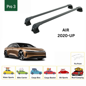 For Lucid Air 2020-2025 Roof Rack Cross Bars Fix Point Alu Black - 0