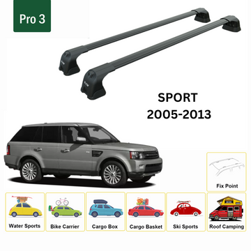 For Land Rover Range Rover Sport (L320) 2005-2013 Roof Rack Cross Bars Fix Point Roof Alu Black - 0