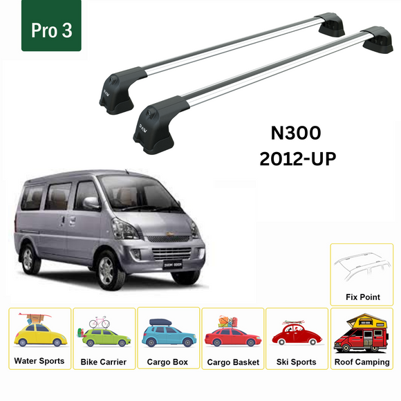 For Chevrolet N300 2012-2020 Roof Rack Cross Bars Metal Bracket Fix Point Alu Silver