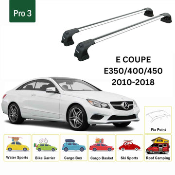 For Mercedes Benz E Coupe C207 2010-2018 Roof Rack Cross Bars Fix Point Alu Silver - 0