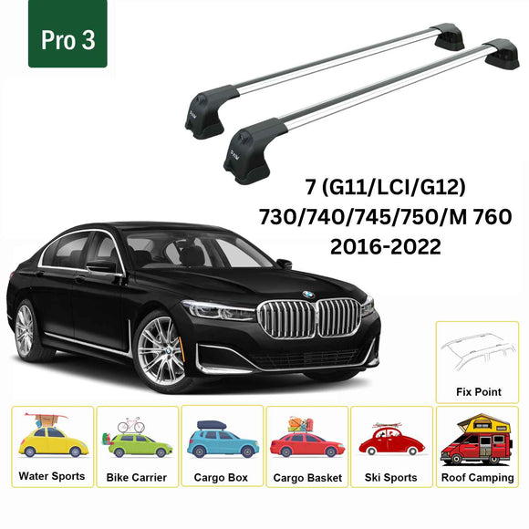 For Bmw 7 (G11) 2016-2022 Roof Rack Cross Bars Fix Point Silver