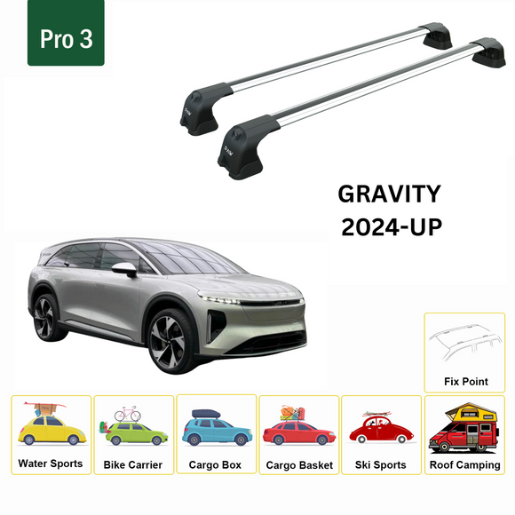 For Lucid Gravity 2024-2025Roof Rack Cross Bars Fix Point Alu Slver