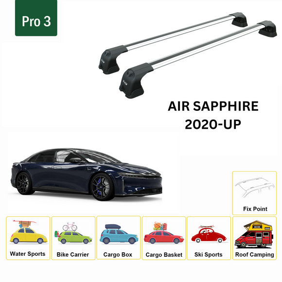 For Lucid Air Sapphire 2020-2025 Roof Rack Cross Bars Fix Point Alu Silver