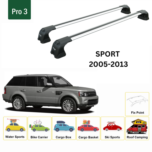 For Land Rover Range Rover Sport (L320) 2005-2013 Roof Rack Cross Bars Fix Point Roof Alu Silver