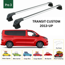 For Ford Transit Custom LWB 2013-2022 Roof Rack Cross Bars Fix Point Alu Silver-2