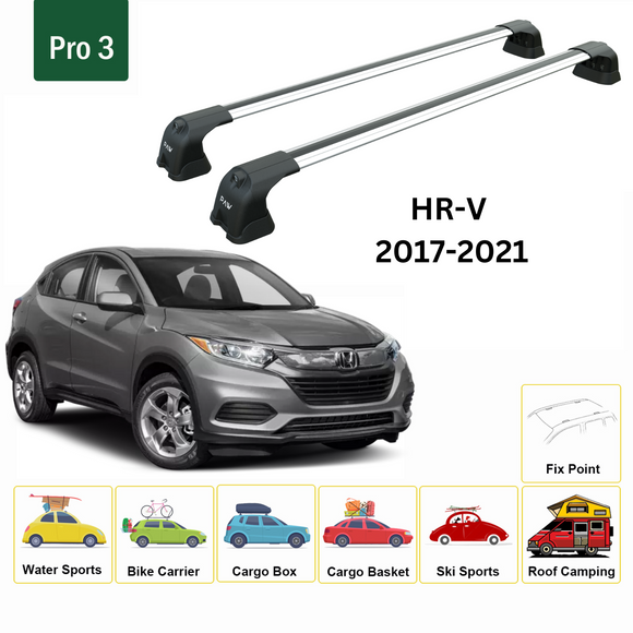 For Honda HR-V 2017-2021 Roof Rack Cross Bars Metal Bracket Fix Point Alu Silver