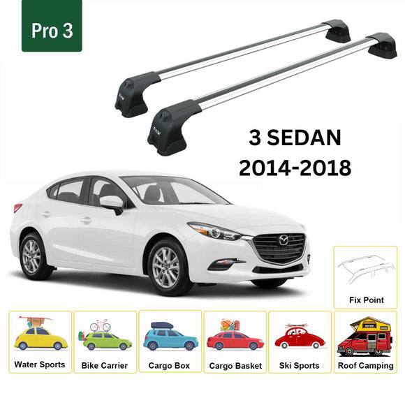 333. Kompatibel mit abschließbaren Aluminium-Dachträgern für Fahrzeuge mit Standarddach Toros Pro 3 Silver