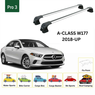 For Mercedes A Sedan W177 2018-2025 Roof Rack Cross Bars Fix Point Silver - 0