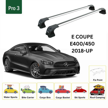 For Mercedes Benz E Coupe C238 2018-2023 Roof Rack Cross Bars Fix Point Alu Silver - 0