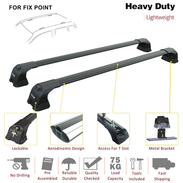 For BMW 1 Series (E87) 2004-2011 Roof Rack Cross Bars Fix Point Black - 0