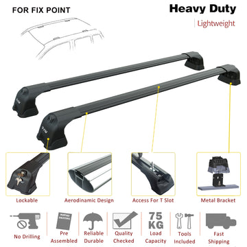 For Mitsubishi Outlander 2022-2026 Roof Rack Cross Bars Fix Point Silver - 0