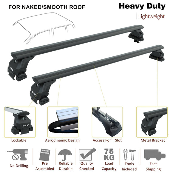 For Renault Clio 2019-2025 Roof Rack System, Aluminium Cross Bar, Normal Roof, Black