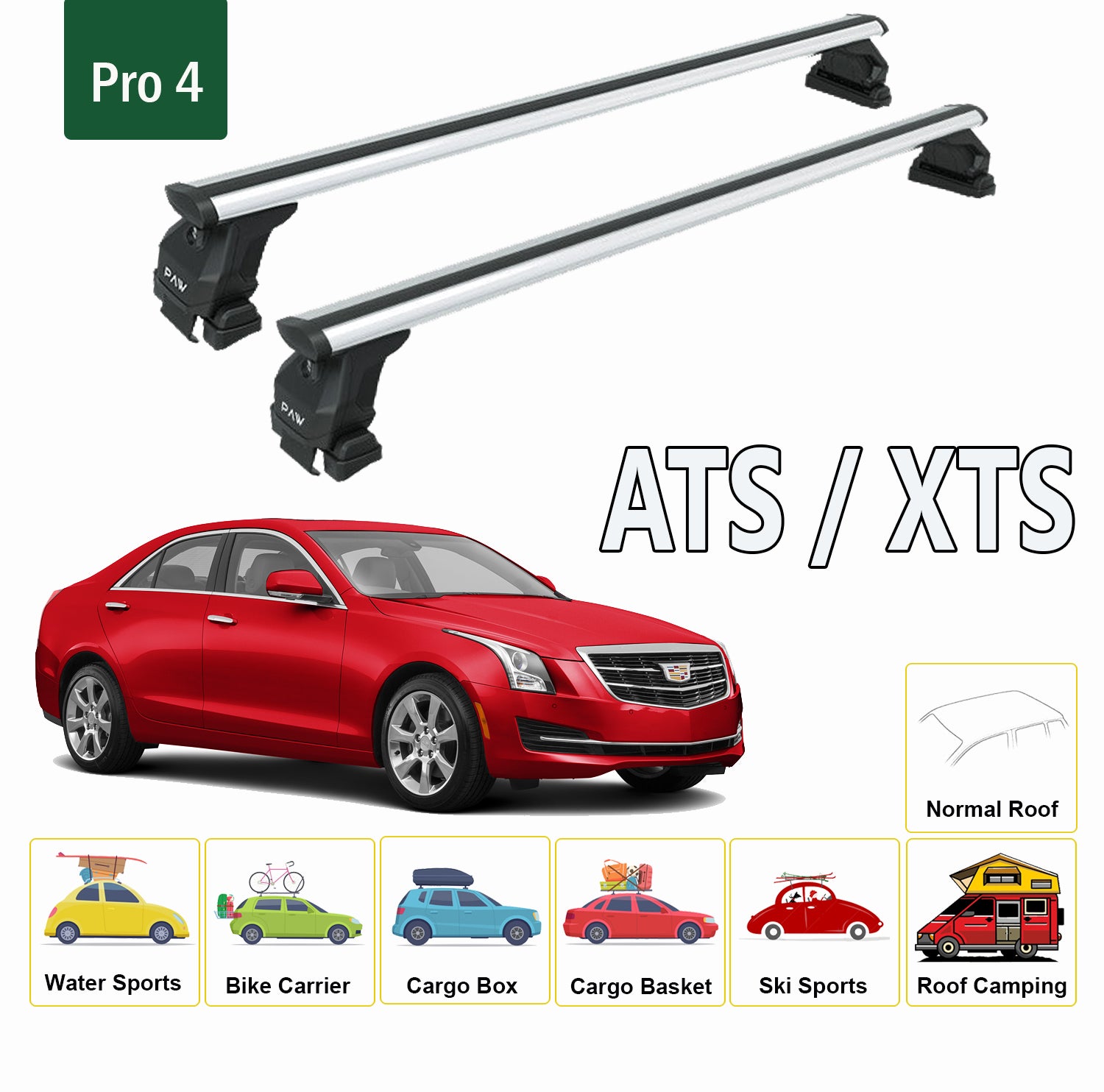 For Cadillac ATS XTS 2013 2019 Roof Rack System Aluminium Cross Bar Toros Trade LLC