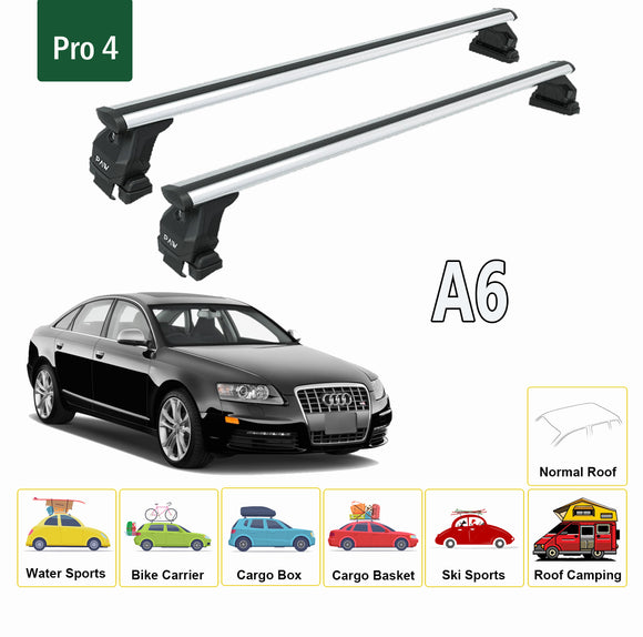 For Audi A6 C6 Sedan 2005-2011 Roof Rack Cross Bars Normal Roof Alu Black