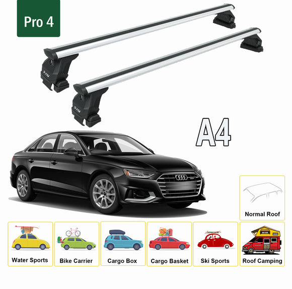 For Audi A4 B9 2017-2025 Rack Cross Bars Normal Roof Alu Black