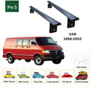 For Dodge/Ram Van 1998-2003 Cross Bars Rain Gutter Alu Black-2