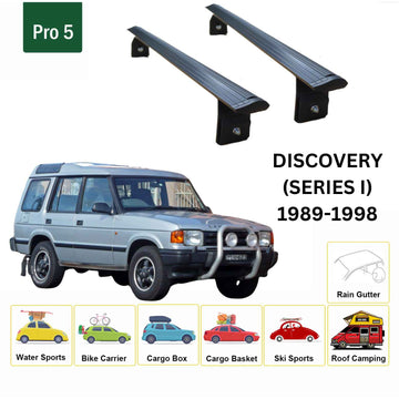 For Land Rover Discovery (Series 1) 1989-1998 Roof Rack Cross Bars Rain Gutter Black - 0