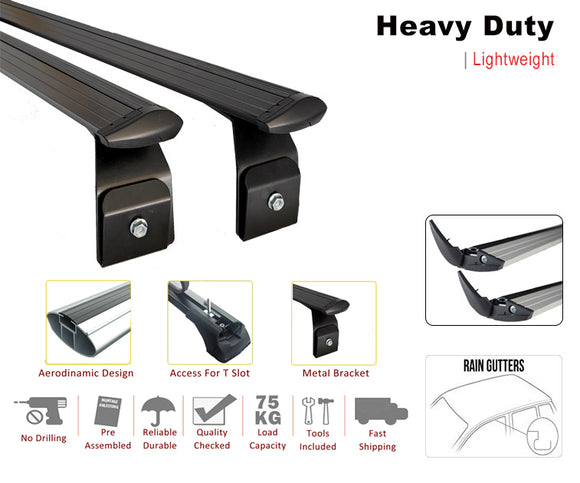 For Jeep Gladiator JT 2020-Up Roof Rack Cross Bars Rain Gutters Black