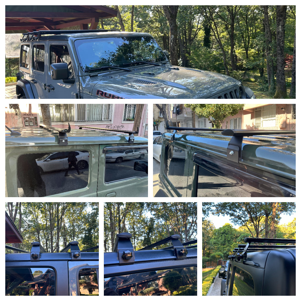 Für Jeep Wrangler JK 2007–2018 Dachträgersystem, Aluminium-Querstange, Metallhalterung, abschließbar, mit Regenrinnen in Silber-4