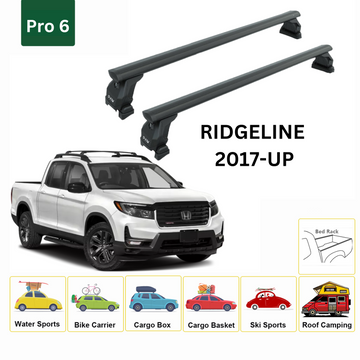 For Honda Ridgeline 2017-2025 Bed Rack Cross Bars Metal Bracket Alu Black - 0