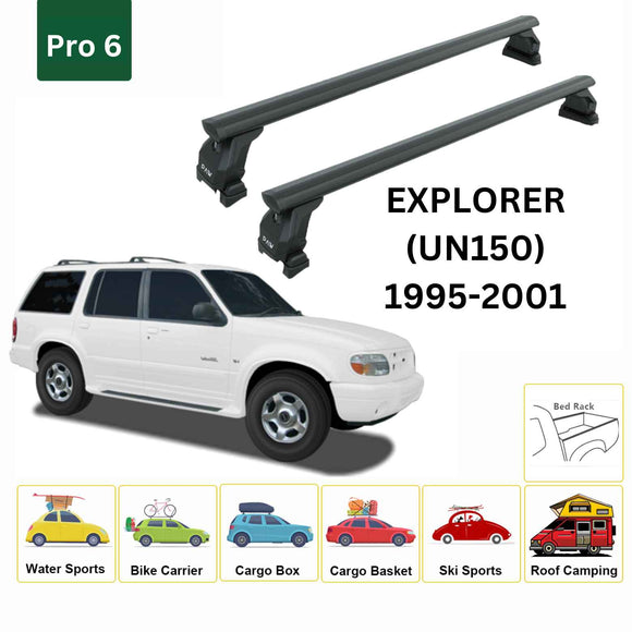 For Ford Explorer 1 UN46 (1995-2001) Roof Rack Cross Bars Fix Point Pro 6 Black