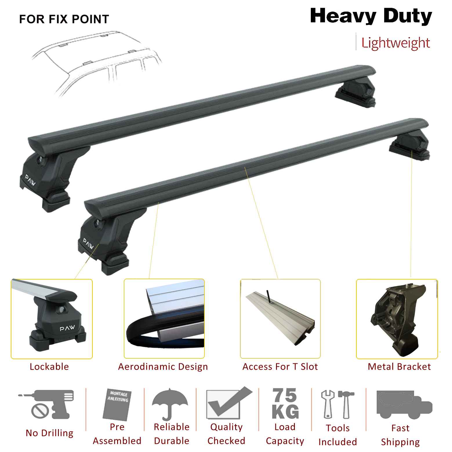 For Ford Expedition U222 2003 07 Roof Rack Cross Bars Fix Pro 6 Alu Toros Trade LLC