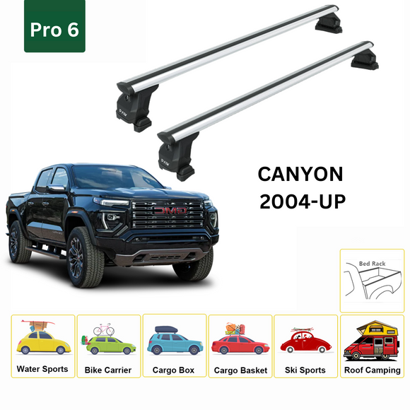 For GMC Canyon 2004-Up Bed Rack Cross Bars Alu Silver