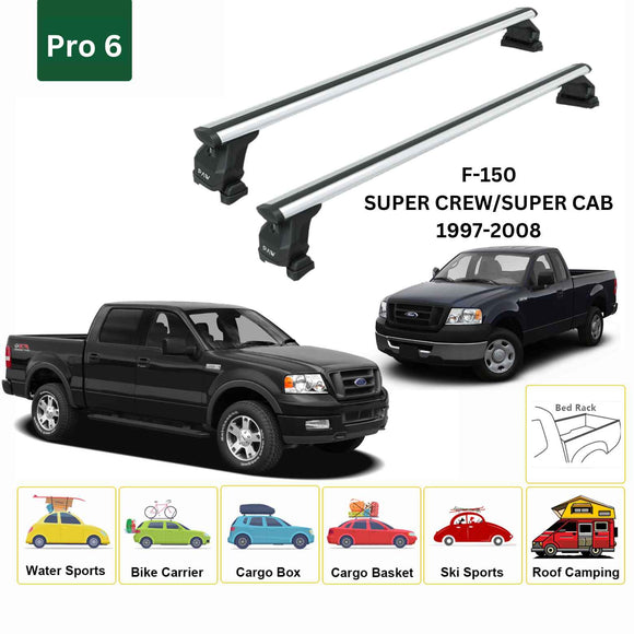 Für Ford F150 Lightning 2022-Up Dachträgersystem, Aluminium-Querstange, Metallhalterung, abschließbar, Schwarz